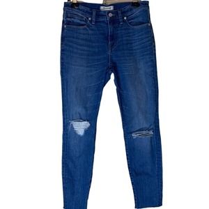 Madewell | 9" High-Rise Skinny Crop Distressed Frayed Hem Jeans Medium Wash 29